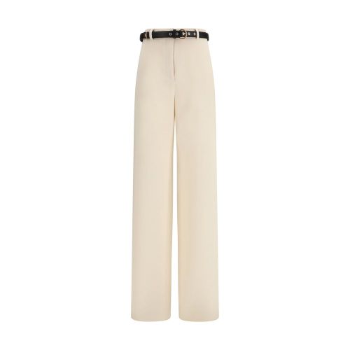 Wide-Leg Triacetate Trousers — Beige