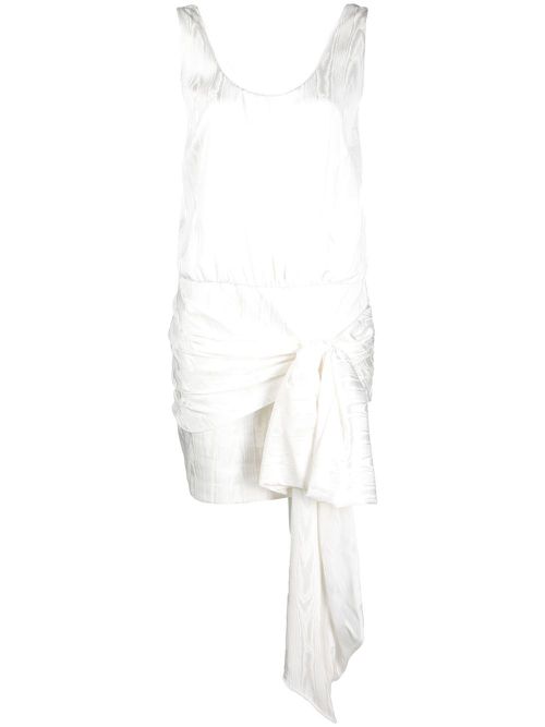 Asymmetric tie-front mini dress - White