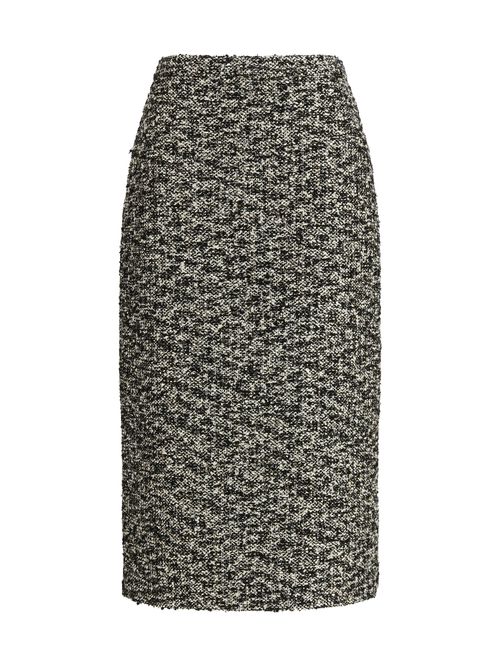 Laminated Bouclé Midi Skirt — Black