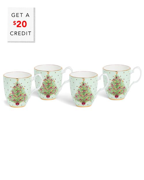 Set Of 4 Old Country Roses Christmas Mugs With $20 Credit