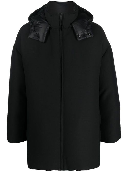 Zip-up hooded coat - Black