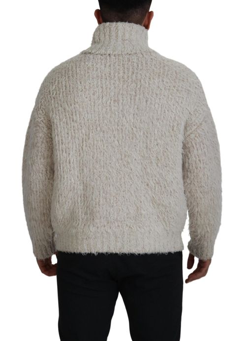 Wool Knit Turtleneck Sweater — Cream