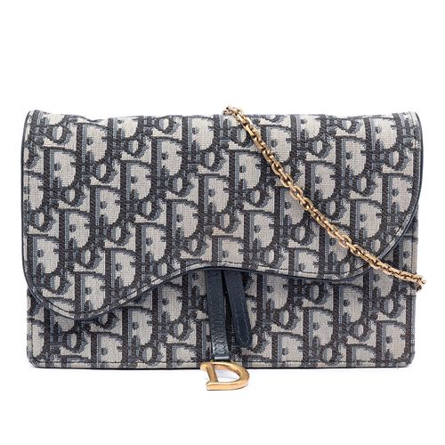 Pre-owned Oblique Canvas Saddle Pouch Wallet on Chain Ladies NWPOPM4GVX9XJ2I4