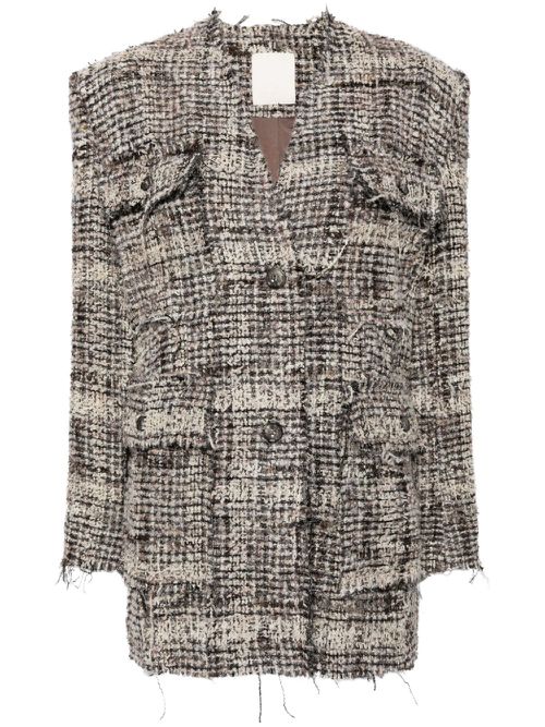 V-neck tweed jacket - Black