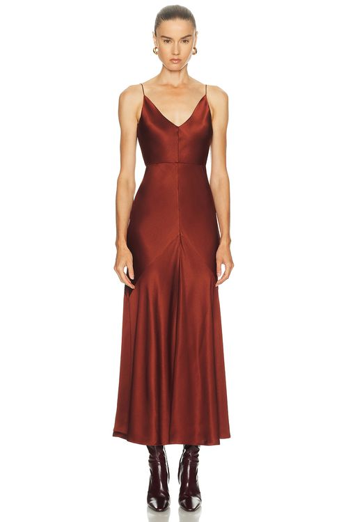 Gabriela Hearst Brigita Dress in Burnt Orange