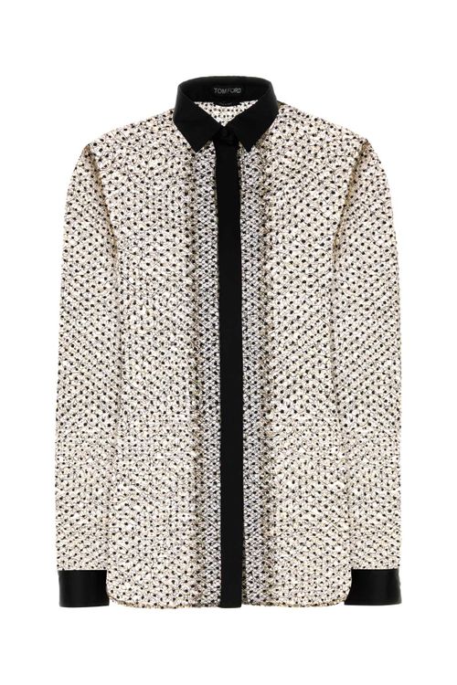 Sequin-Embellished Shirt — Beige