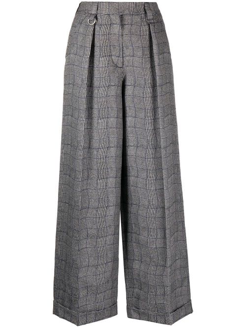 Wavy Check wide-leg tailored trousers - Black