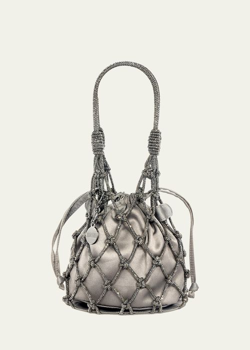 Sparkle Crystal Net Top-Handle Bag