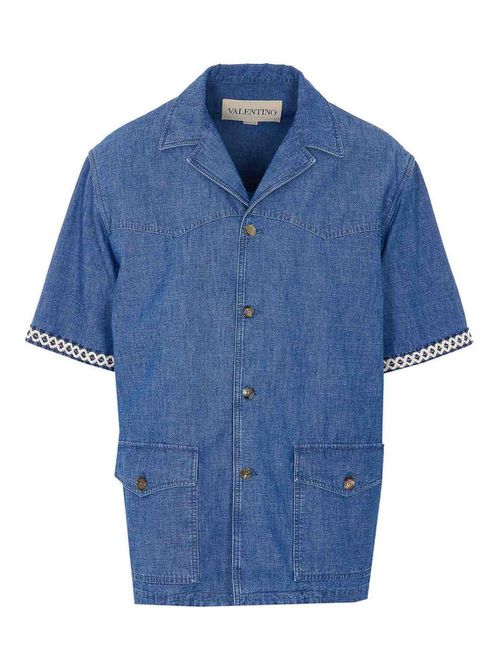 Denim Shirt With Frontal Buttons Closure