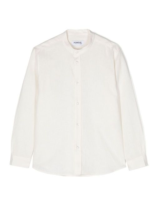 Poplin linen-blend shirt - Neutrals