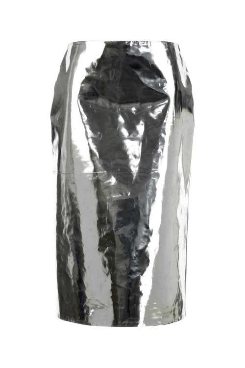 Ovine Leather Skirt — Silver