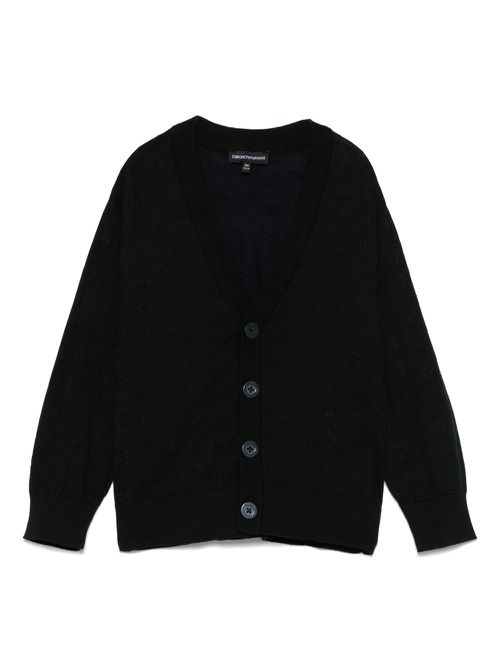 Logo-jacquard cardigan - Blue
