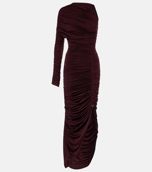 Ruched one-shoulder midi dress