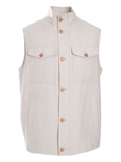 Luciano Barbera linen gilet - Neutrals