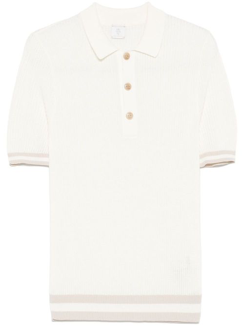 Ribbed-knit polo shirt - White