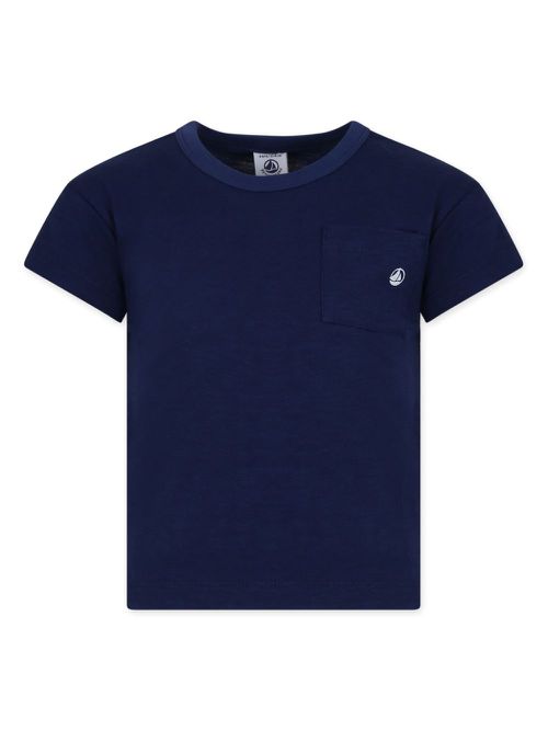 Logo-embroidered cotton T-shirt - Blue