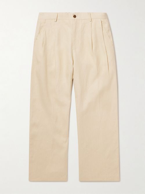 Justin 1454 Wide-Leg Pleated Linen Suit Trousers