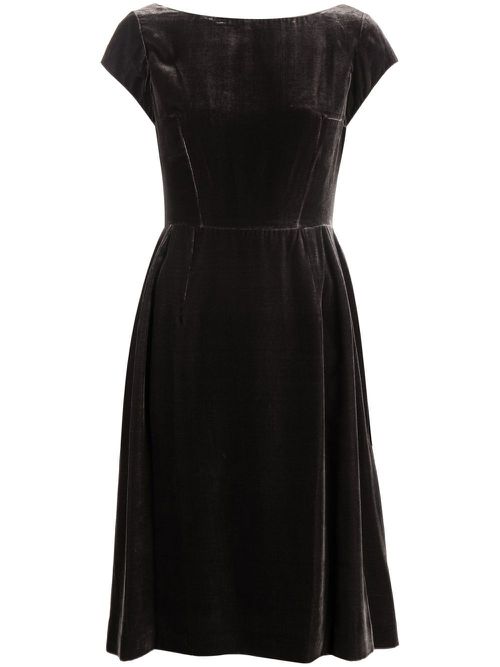 Cap-sleeve velvet-effect dress - Grey