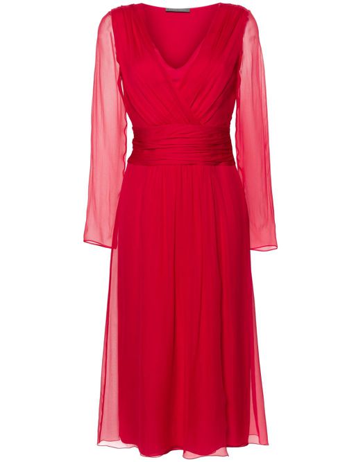 A-line silk wrap dress - Red