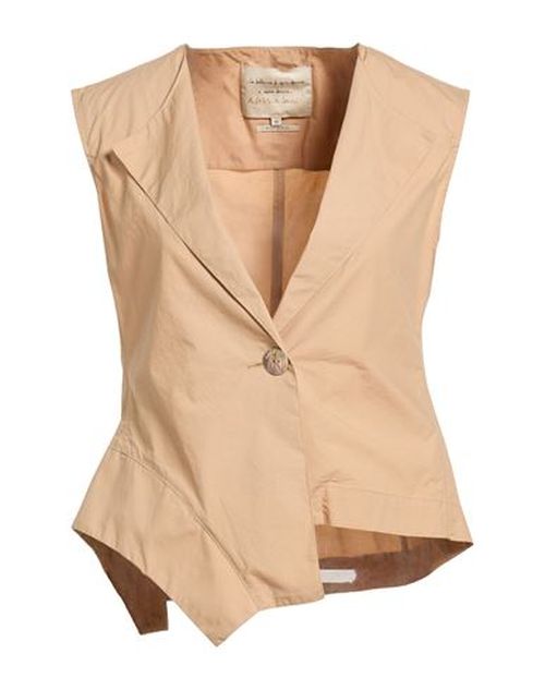 Woman Tailored Vest Beige Size 8 Cotton
