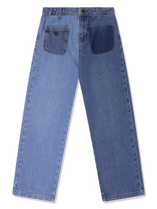 Logo-plaque straight-leg jeans - Blue