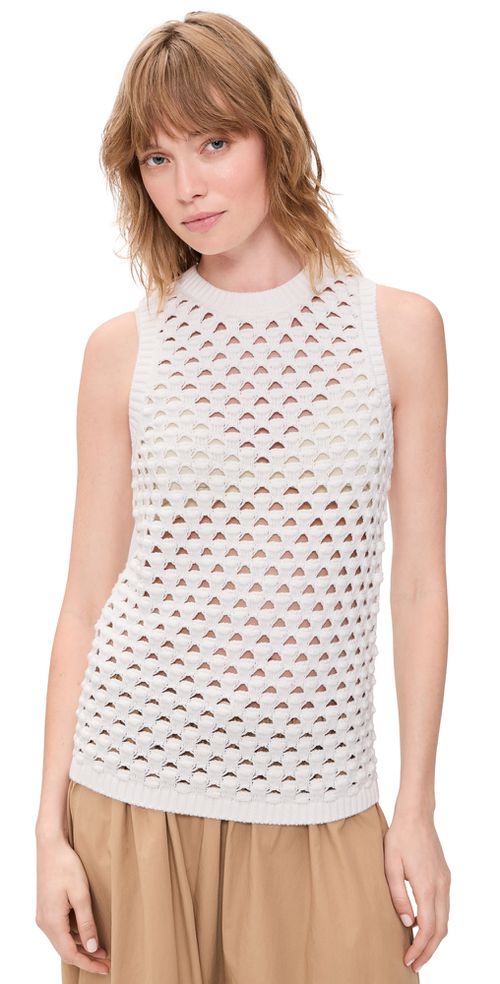Jeanie Crochet Knitted Vest White
