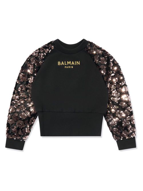 Sequin-embellished cotton sweatshirt - Black
