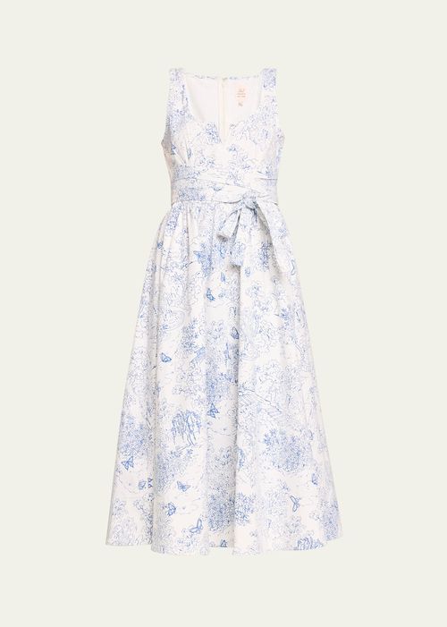 Ebba Garden Toile Sleeveless Fit & Flare Midi Dress