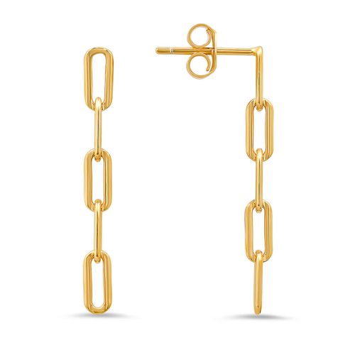 14k Gold Over Gold Over Silver Dangling Paperclip Earrings
