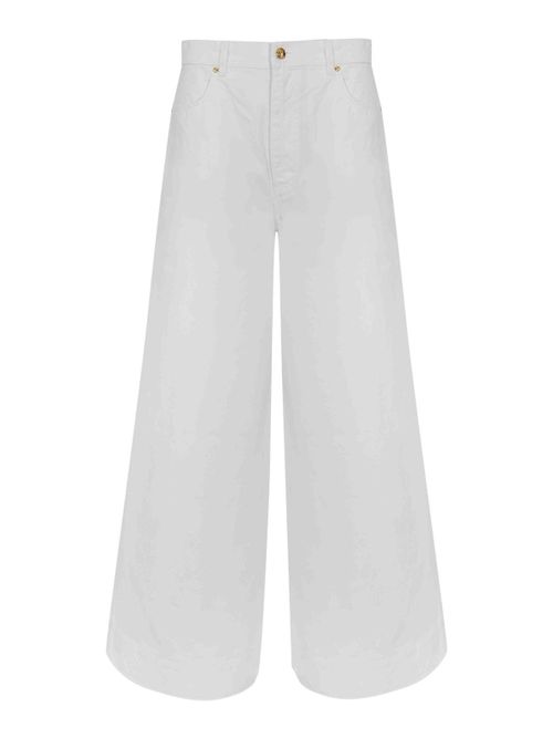 Wide-leg cotton denim trousers