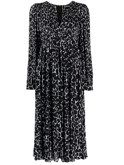 Giraffe-print midi dress - Black