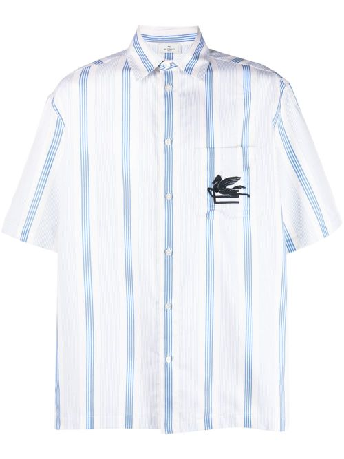 Pegaso logo-embroidered cotton shirt - White