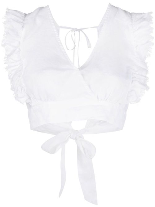 Back-tie cropped top - White