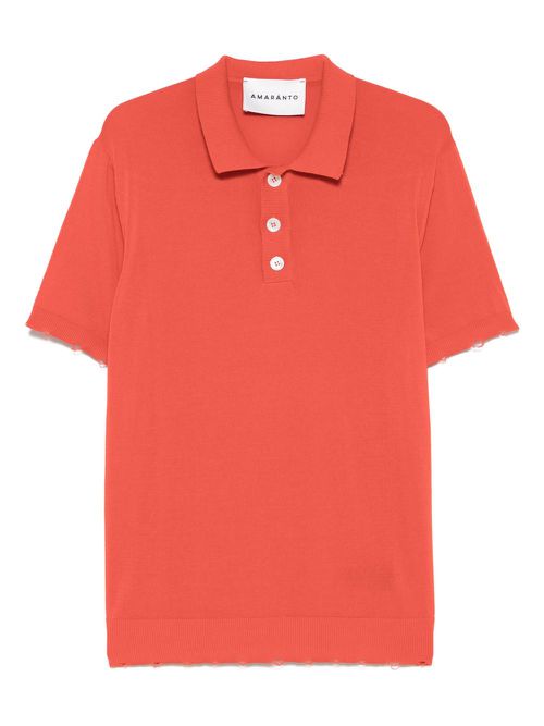 Amaranto fine-knit polo shirt - Orange