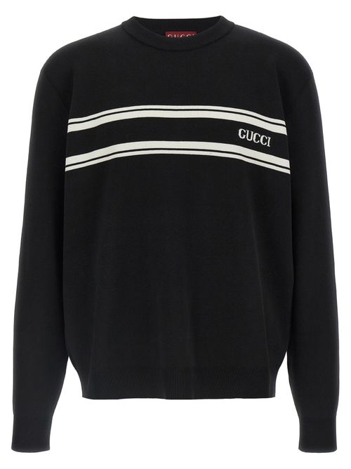 Logo-Striped Wool Sweatshirt — Black