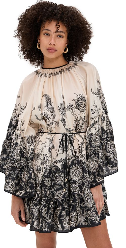 Zimmermann | Zimmermann Rhiannon Lantern Mini Dress Cream/Black Floral | Realry Zimmermann | Zimmermann Rhiannon Lantern Mini Dress Cream/Black Floral | Realry