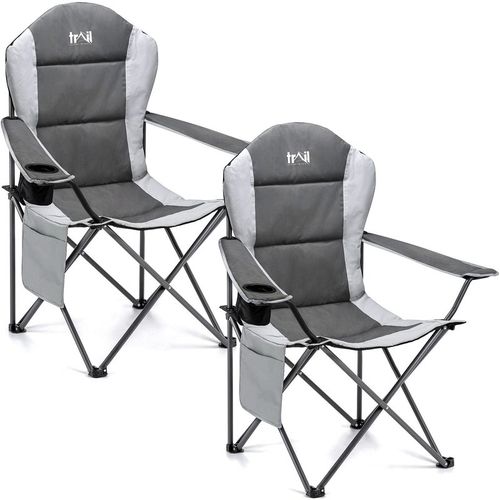 Padded Camping Chair High Back Portable Folding Outdoor Seat Trail (Twin Pack)