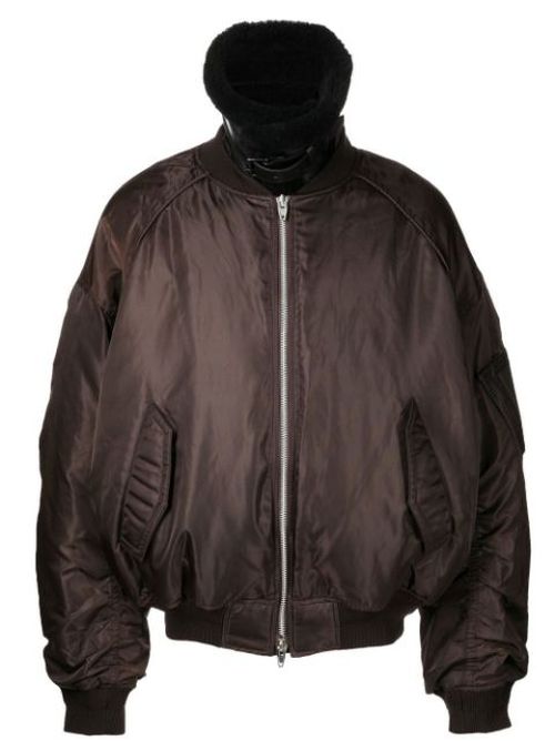 Shearling-collar padded bomber jacket