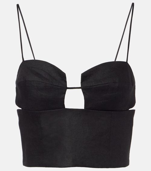 Imperia cutout linen crop top