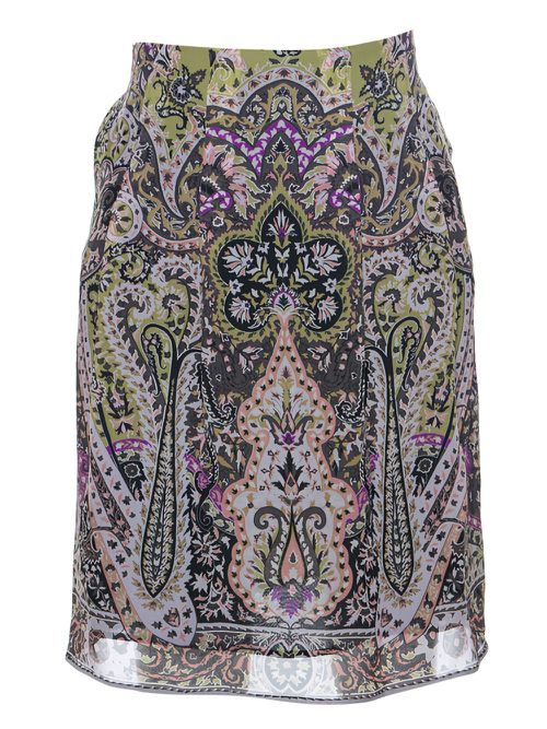 Paisley-print silk skirt - Purple