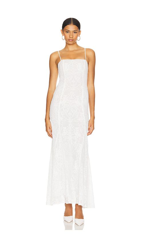 LOBA Caesarea Embroidered Maxi Dress in Ivory.  XS. Also in L, M, S