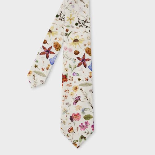 White 'Liberty Floral' Cotton Tie