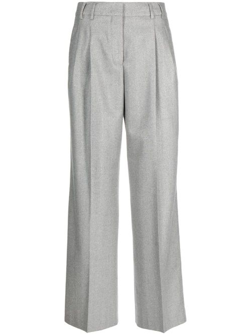 Herringbone-pattern wide-leg trousers - Grey