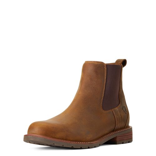 Men's Wexford Waterproof Chelsea Boots in Weathered Brown Leather, D Medium Width