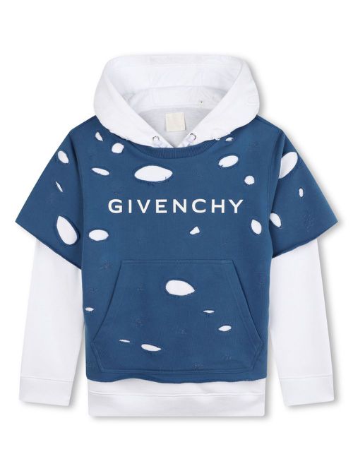 Cut-out layered hoodie - Blue