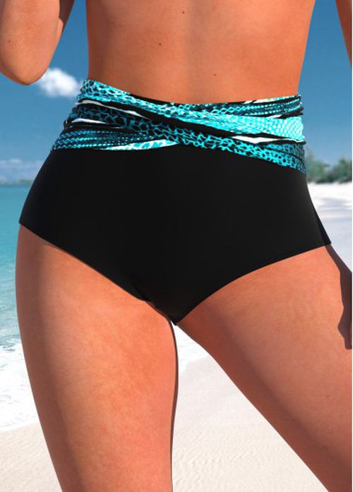 Modlily High Waisted Striped Black Bikini Botto