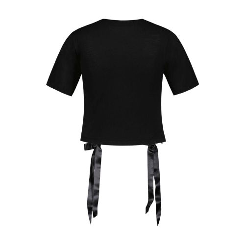 Bow-Tail Detail T-Shirt — Black