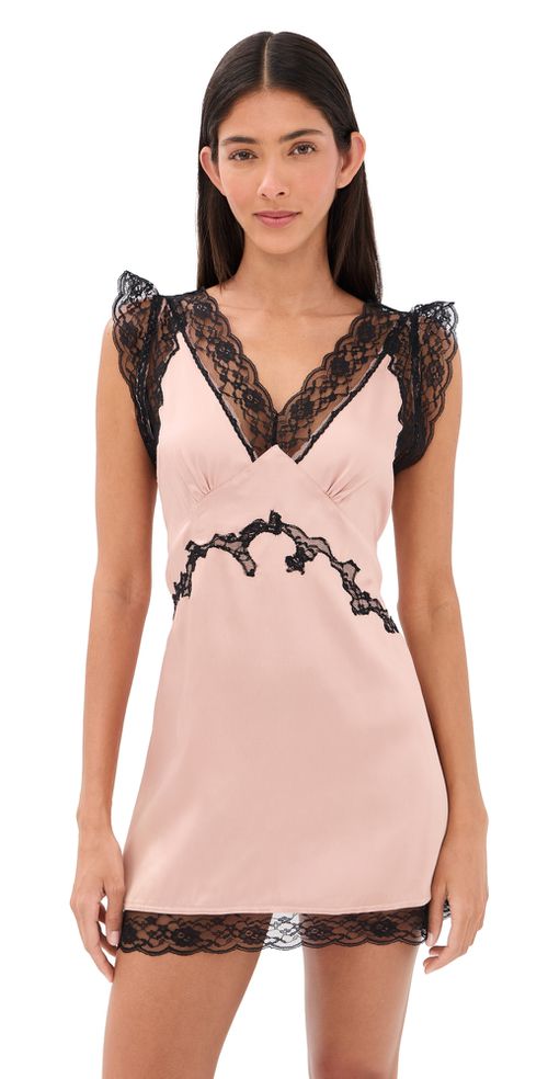 Irene Lace Trim Mini Dress Pink/Black