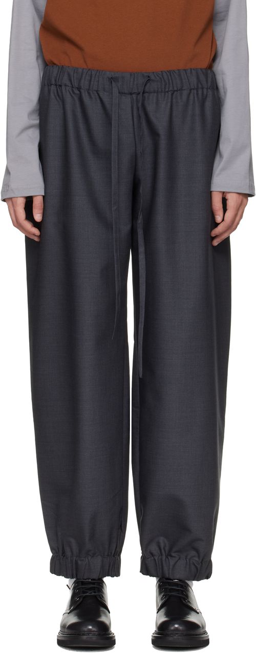 Gray Wool Draped Lounge Pants