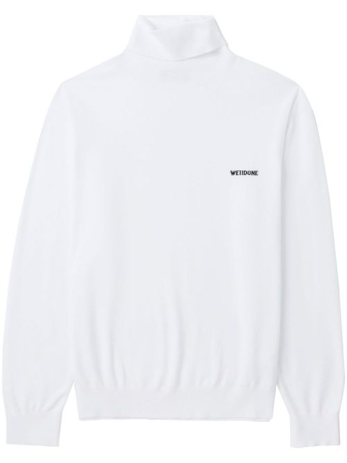 Logo-embroidered roll-neck jumper - White